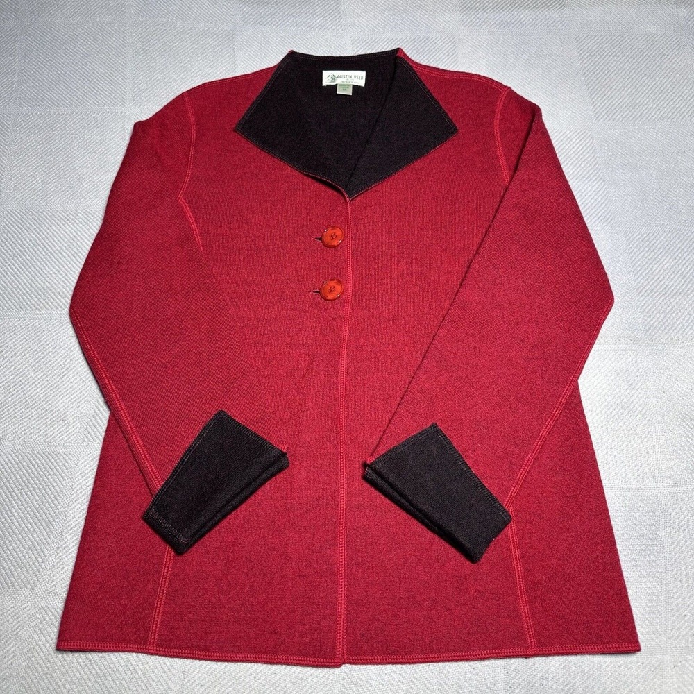 Austin Reed Red Pure Wool Two Button Lightweight Blazer Coat Women's Size Medium